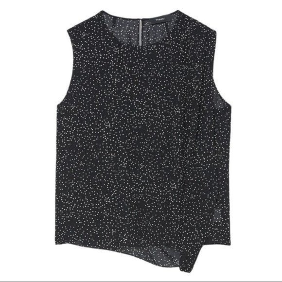 THEORY Printed Asymmetric Silk Top - Size P - NWT Black - Picture 3 of 4